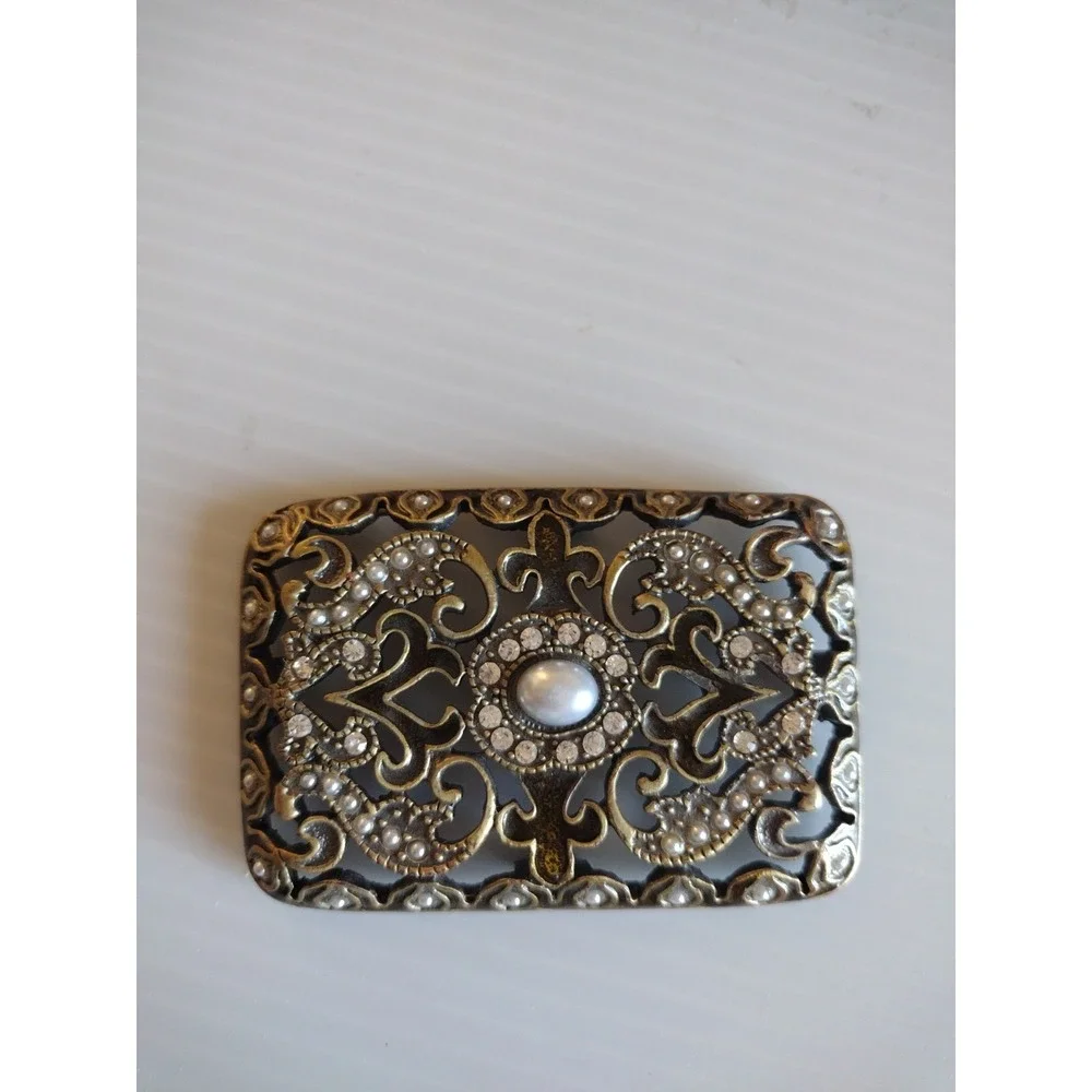 Vintage Heirloom Brass Box Enamel Embellished Treasure Trinket Box Collectible‎